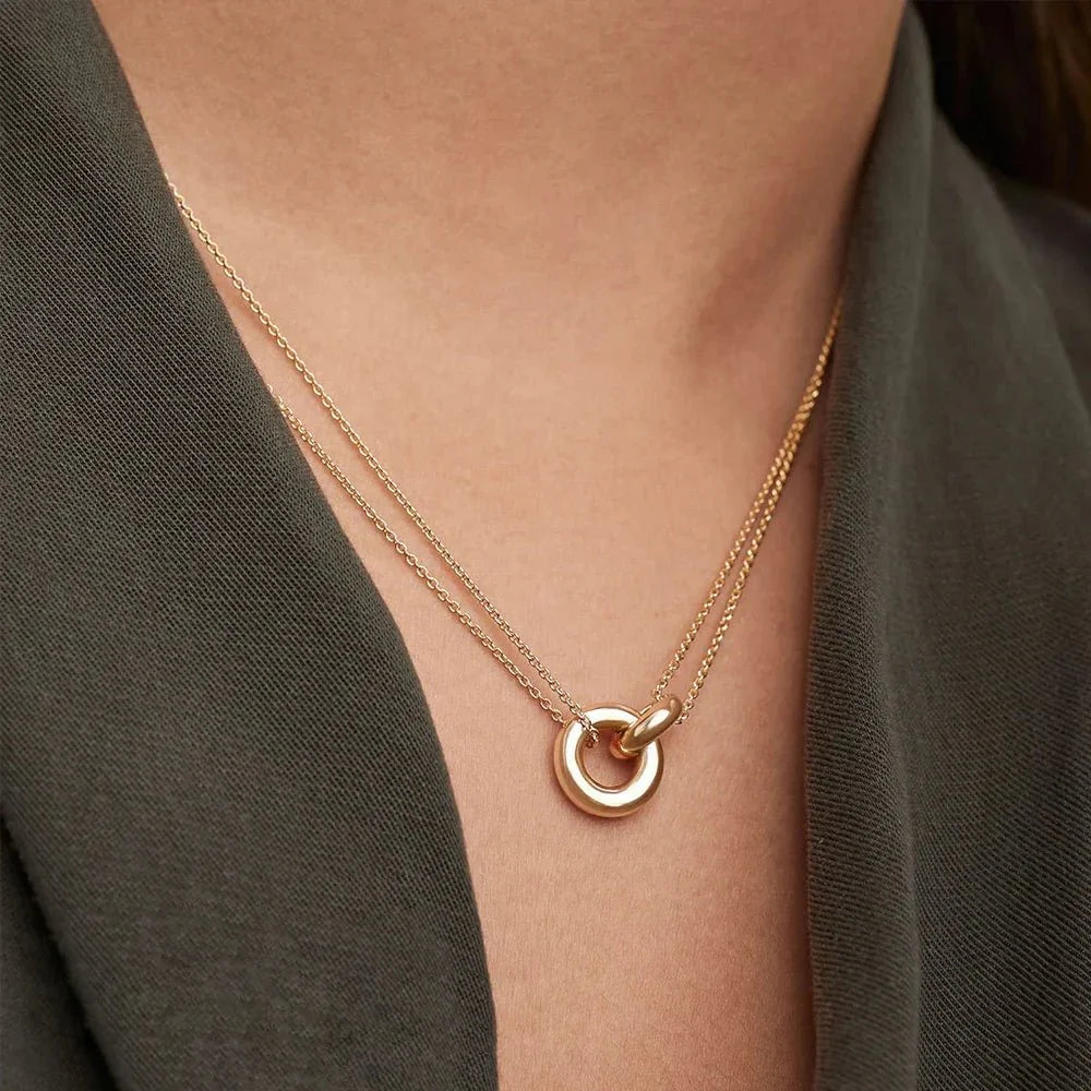 Dainty Circular Layered Love Necklace - Veinci