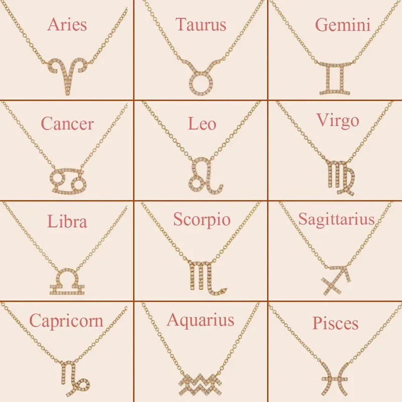 Dainty Diamond Zodiac Sign Necklace - Veinci