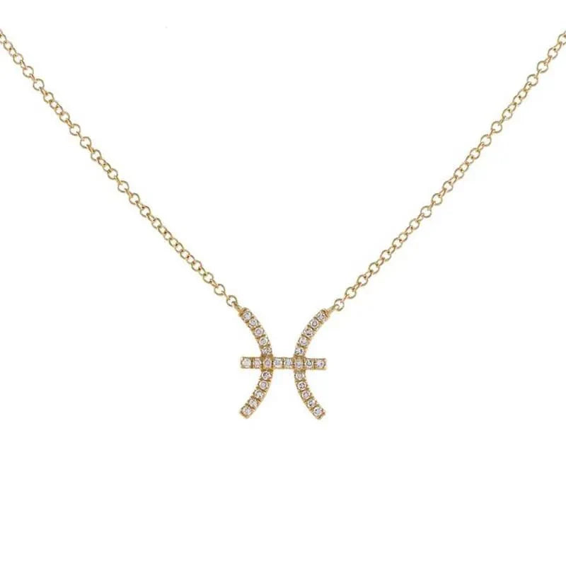 Dainty Diamond Zodiac Sign Necklace - Veinci