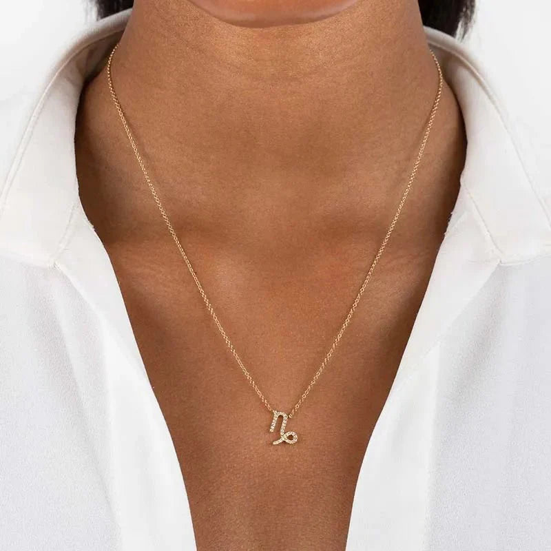 Dainty Diamond Zodiac Sign Necklace - Veinci