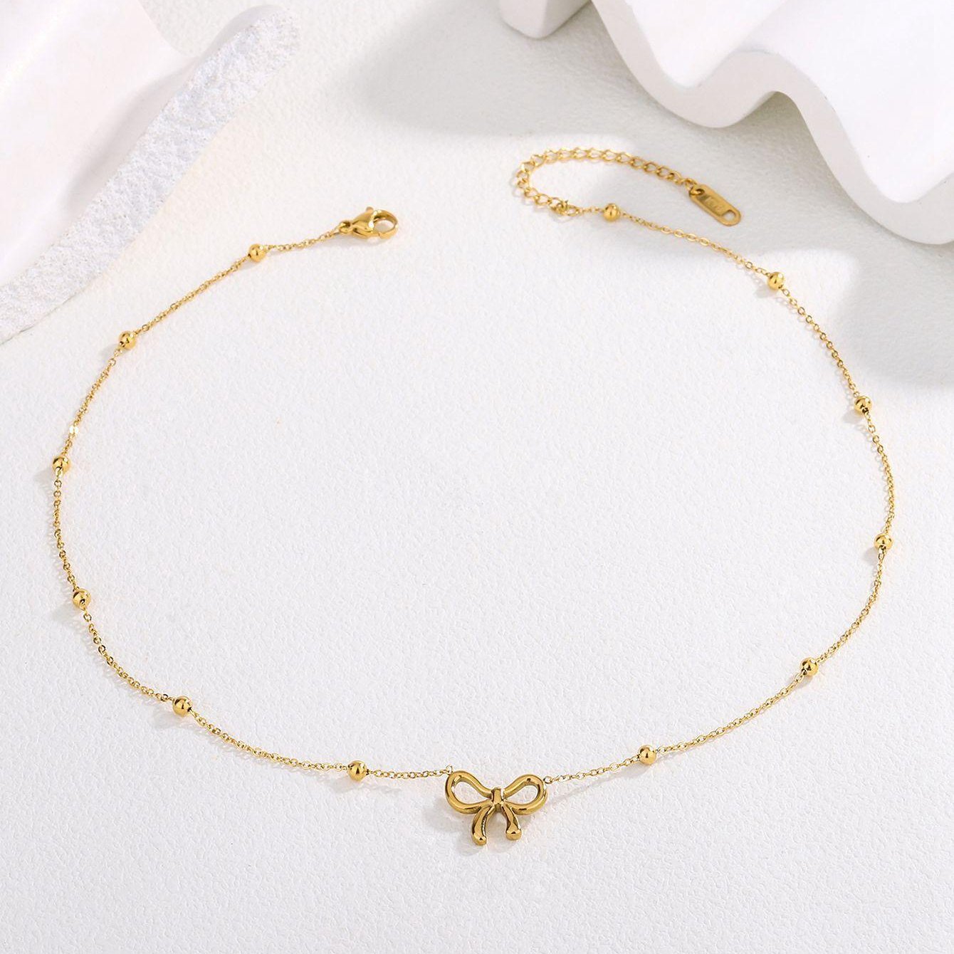 Dainty Feminine Bow Necklace - Veinci