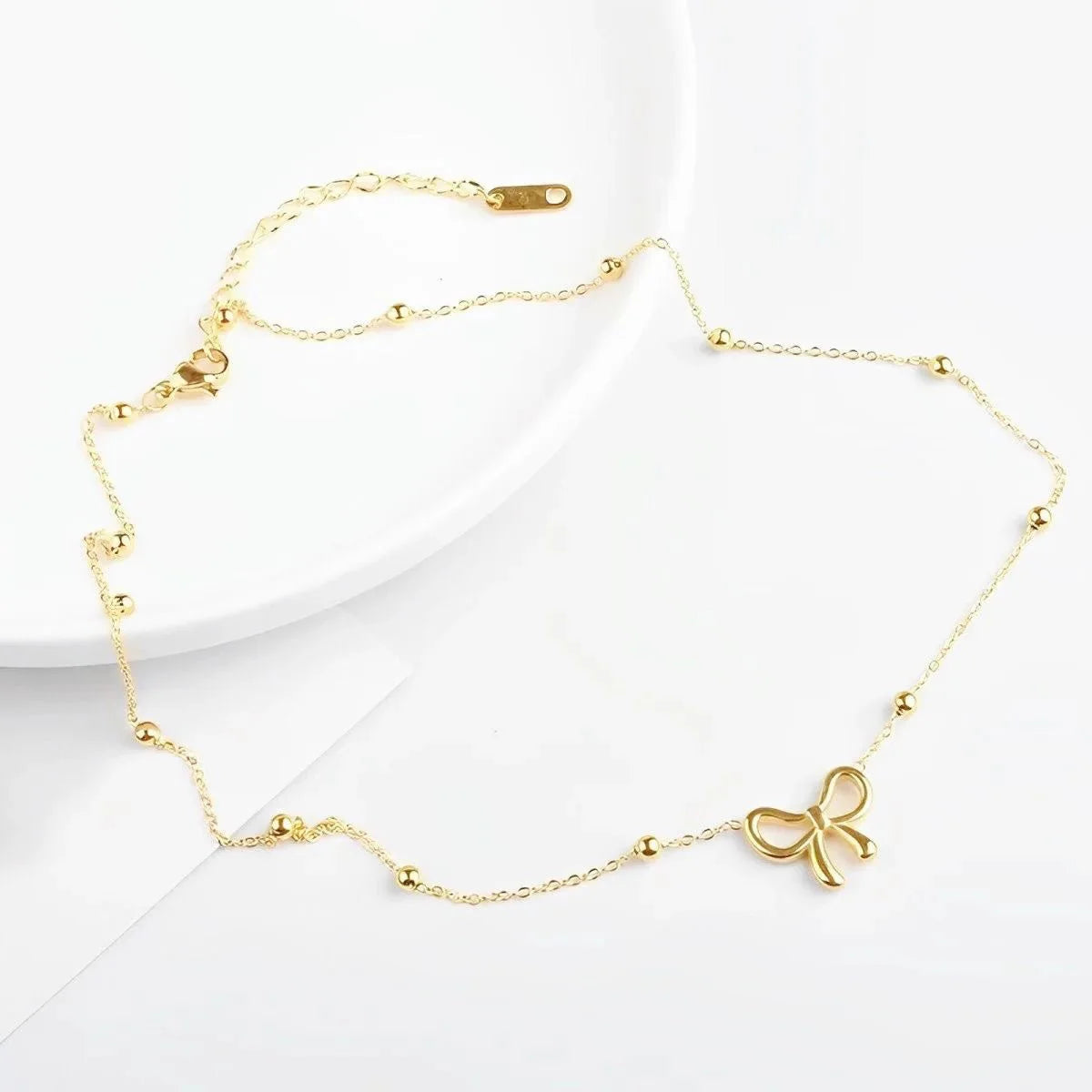 Dainty Feminine Bow Necklace - Veinci