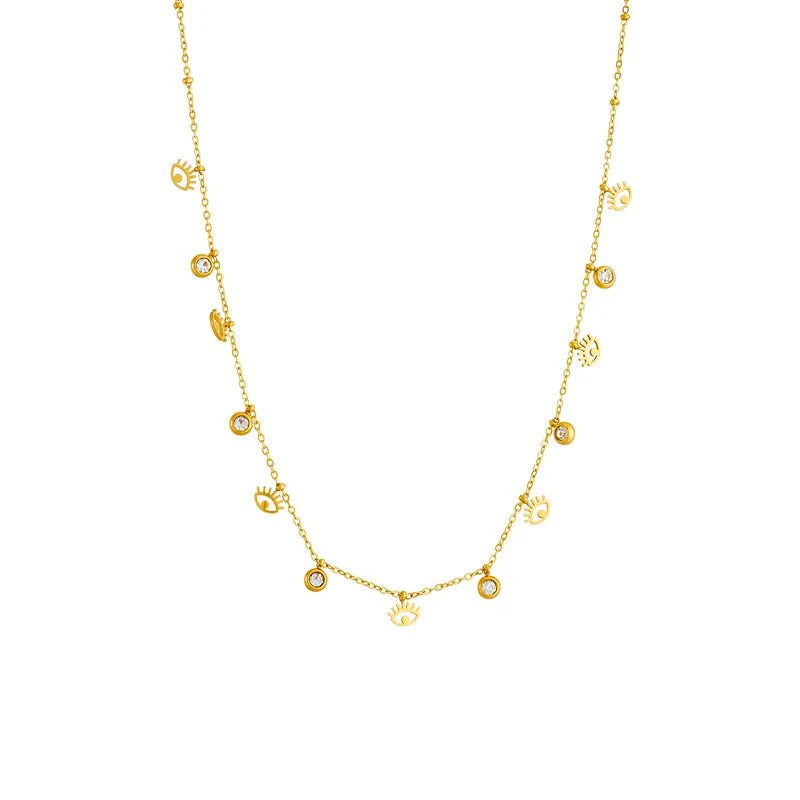 Dainty Minimal Evil Eye Diamond Necklace - Veinci