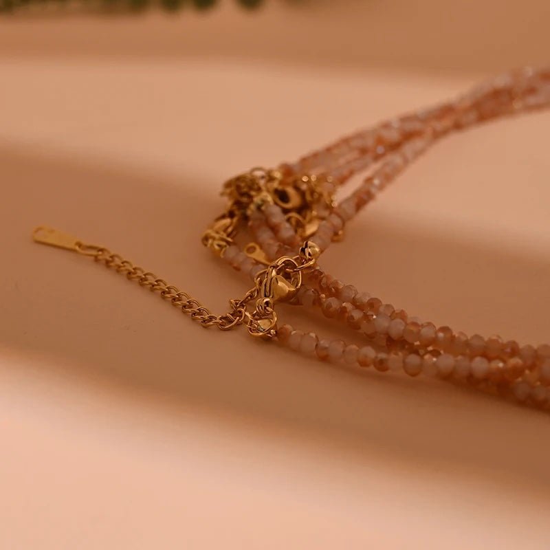 Dainty Stone Beaded Initial Necklace - Veinci