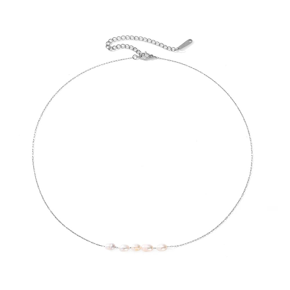 Dainty Strung Beaded Chain Necklace - Veinci