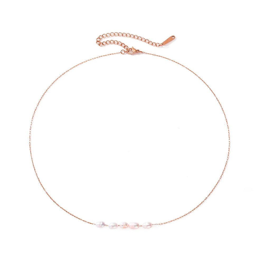 Dainty Strung Beaded Chain Necklace - Veinci
