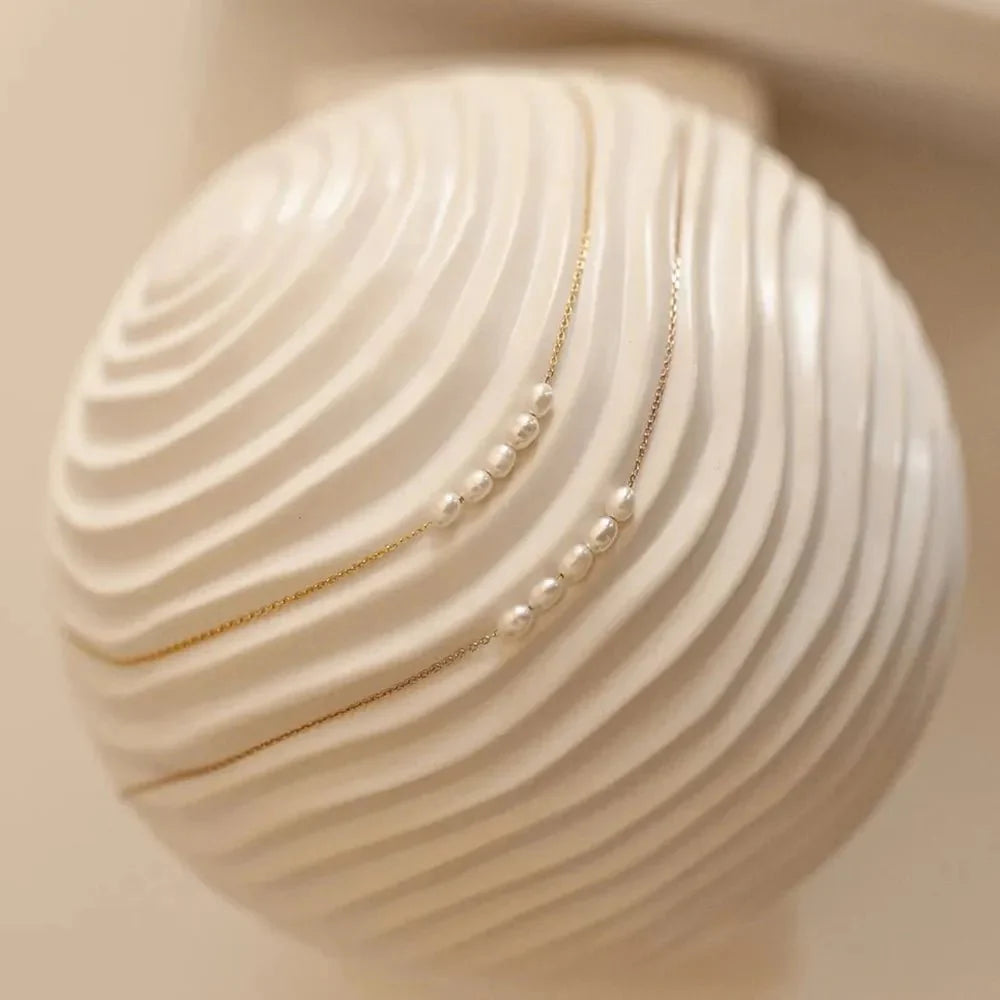 Dainty Strung Beaded Chain Necklace - Veinci