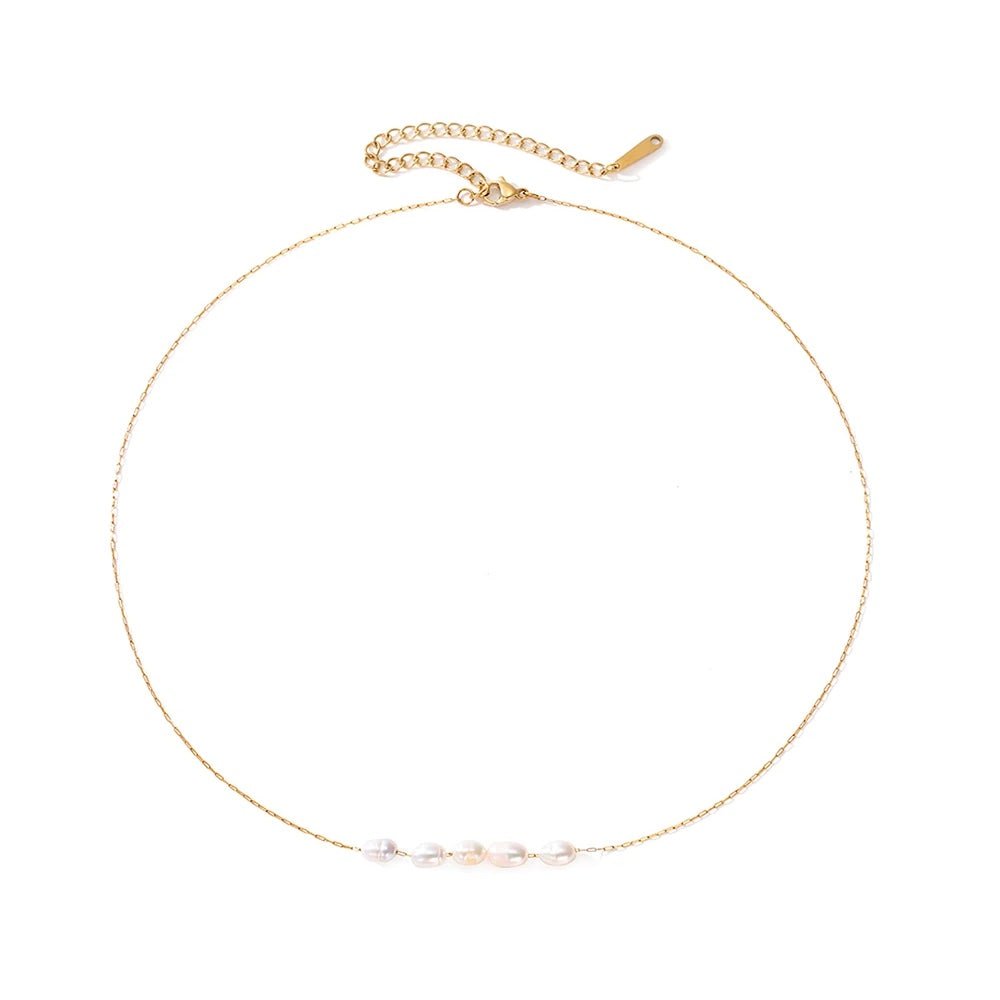Dainty Strung Beaded Chain Necklace - Veinci