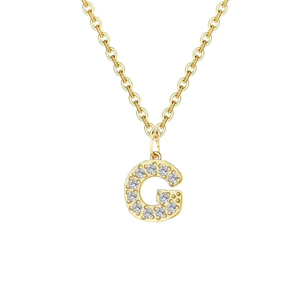 Dainty Zircon Letter Initial, Number, Symbol Chain Necklace - Veinci