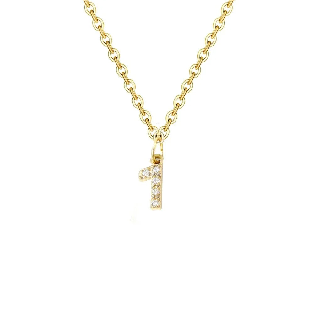 Dainty Zircon Letter Initial, Number, Symbol Chain Necklace - Veinci