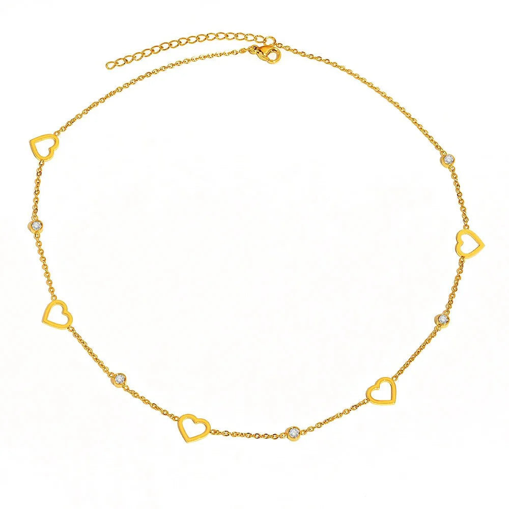 Dazzling Heart Dainty Diamonds Choker Necklace - Veinci