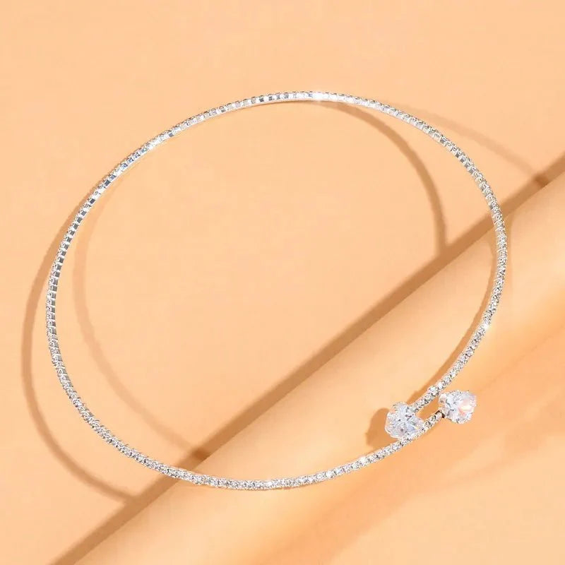 Diamond Heart Open Choker Necklace - Veinci