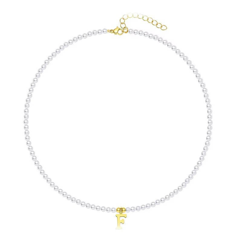 Elegant Gold Accented Pearl Letter Initiële ketting