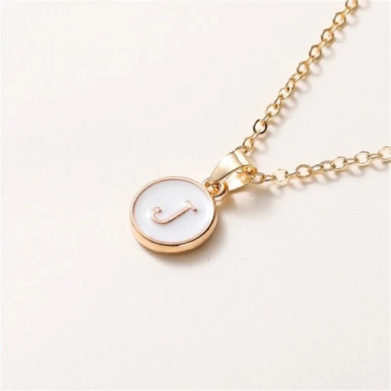 Gold Accented Circle Letter Initial Necklace - Veinci