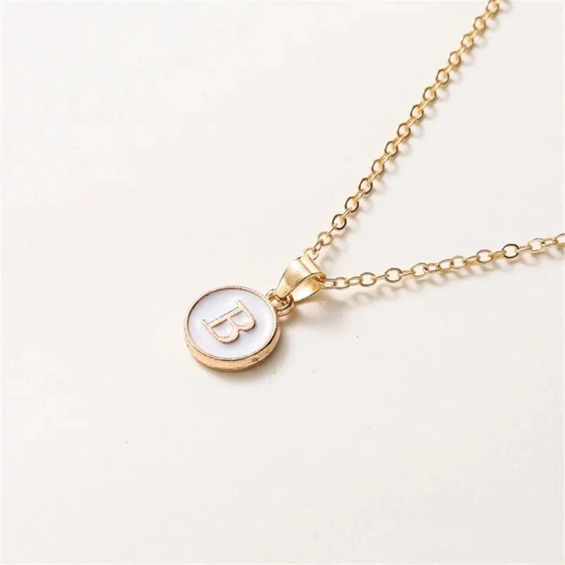 Gold Accented Circle Letter Initial Necklace - Veinci