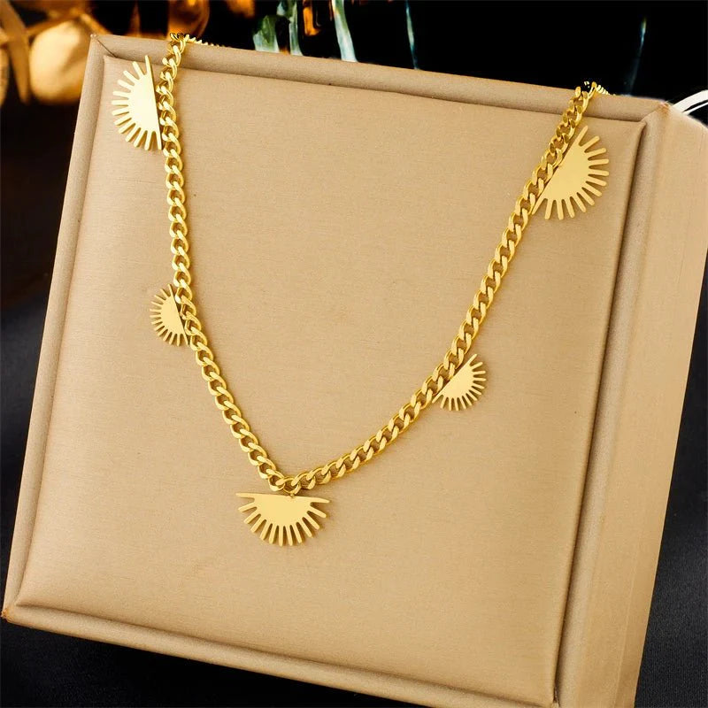 Half Sun Charm Necklace and Bracelet Set - Veinci