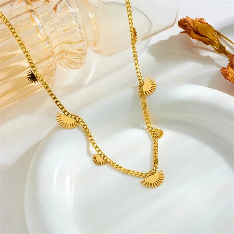 Half Sun Charm Necklace and Bracelet Set - Veinci