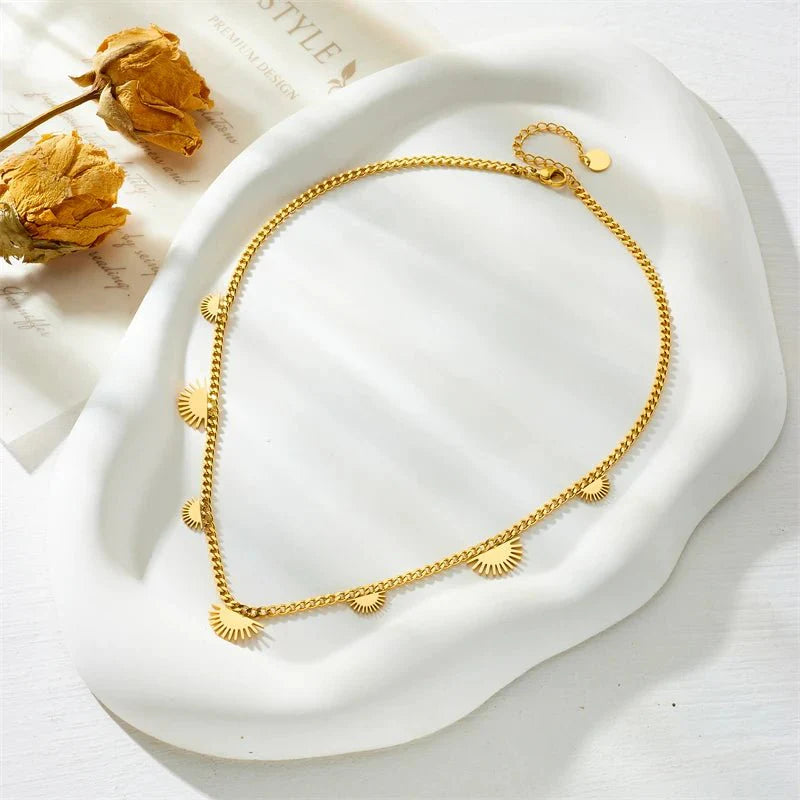 Half Sun Charm Necklace and Bracelet Set - Veinci