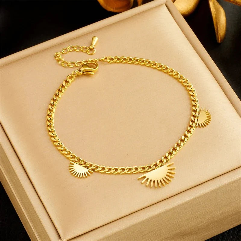 Half Sun Charm Necklace and Bracelet Set - Veinci