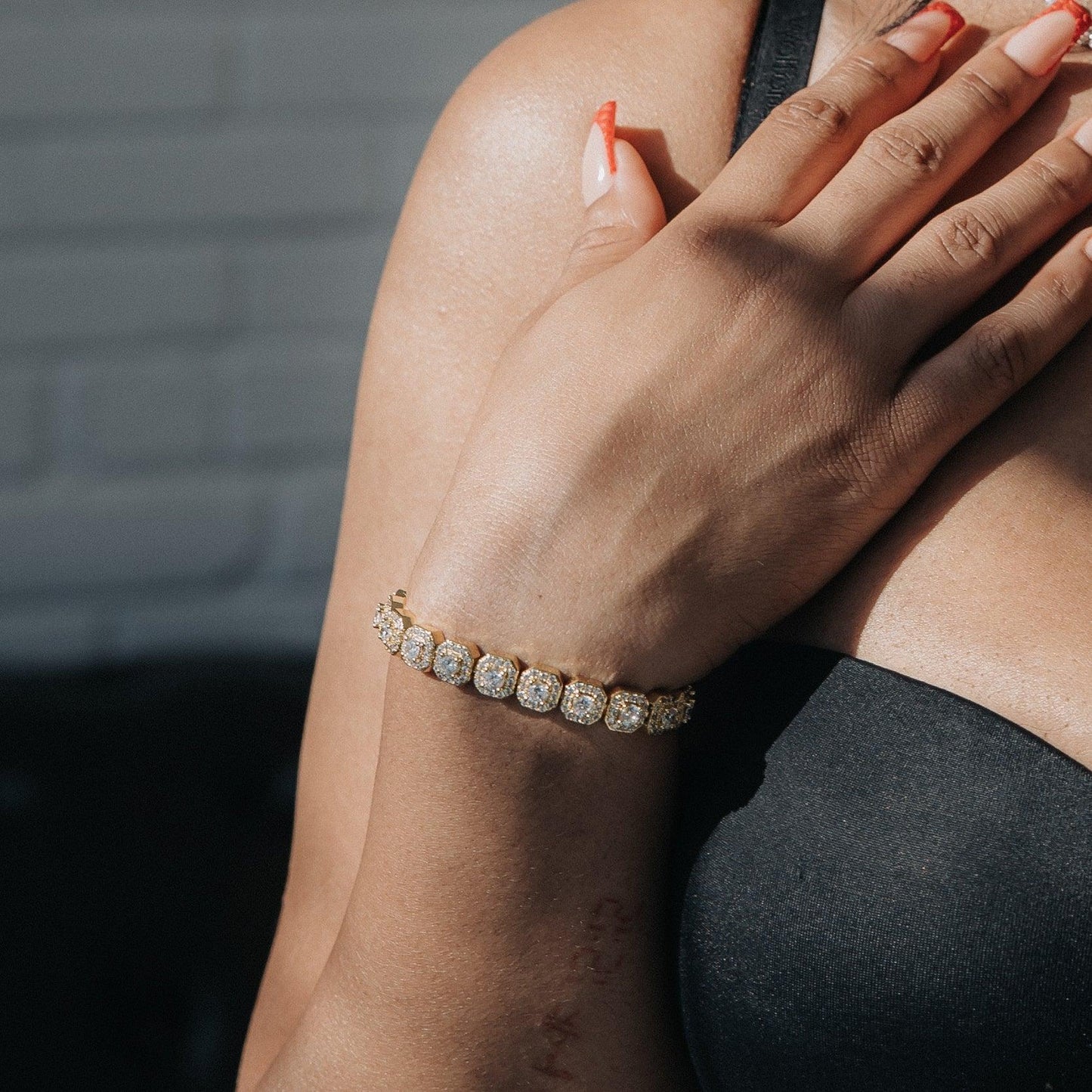 Micro -Cluster Moissanit -Tennisarmband Gold