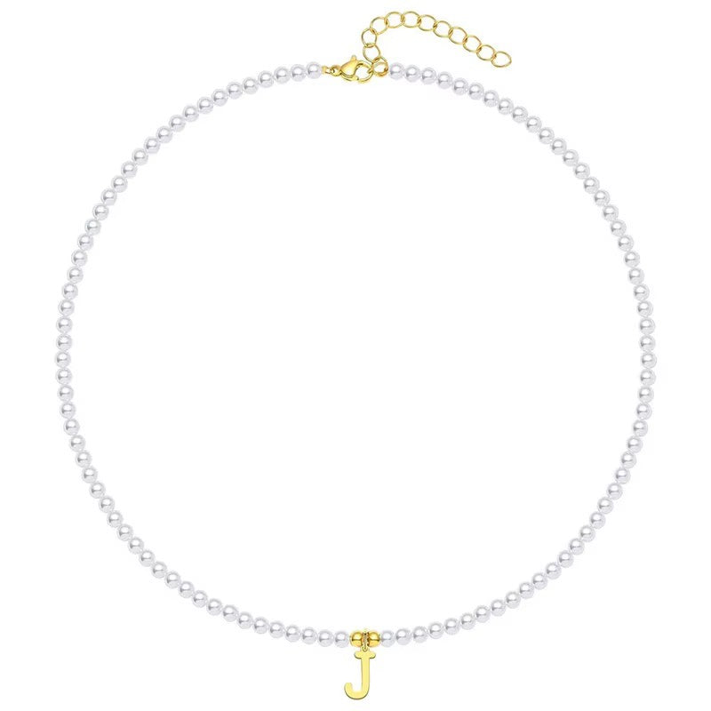 Elegant Gold Accented Pearl Letter Initiële ketting