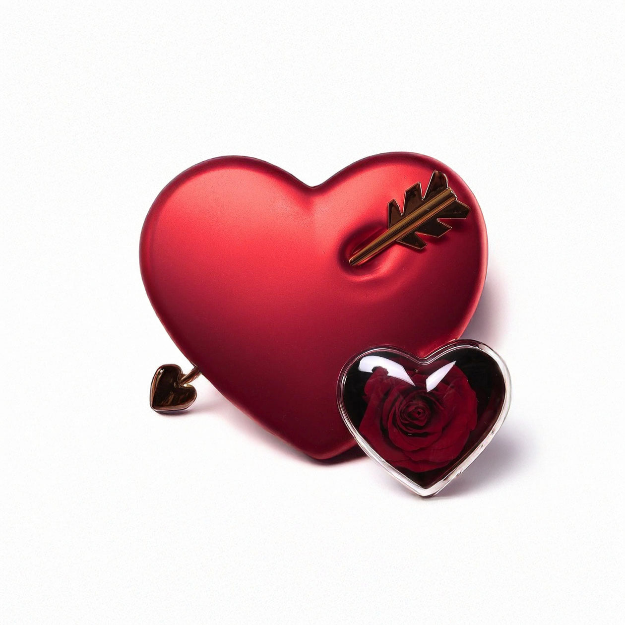 Ewige Liebesbox Dual Herzen Gravierte Halskette