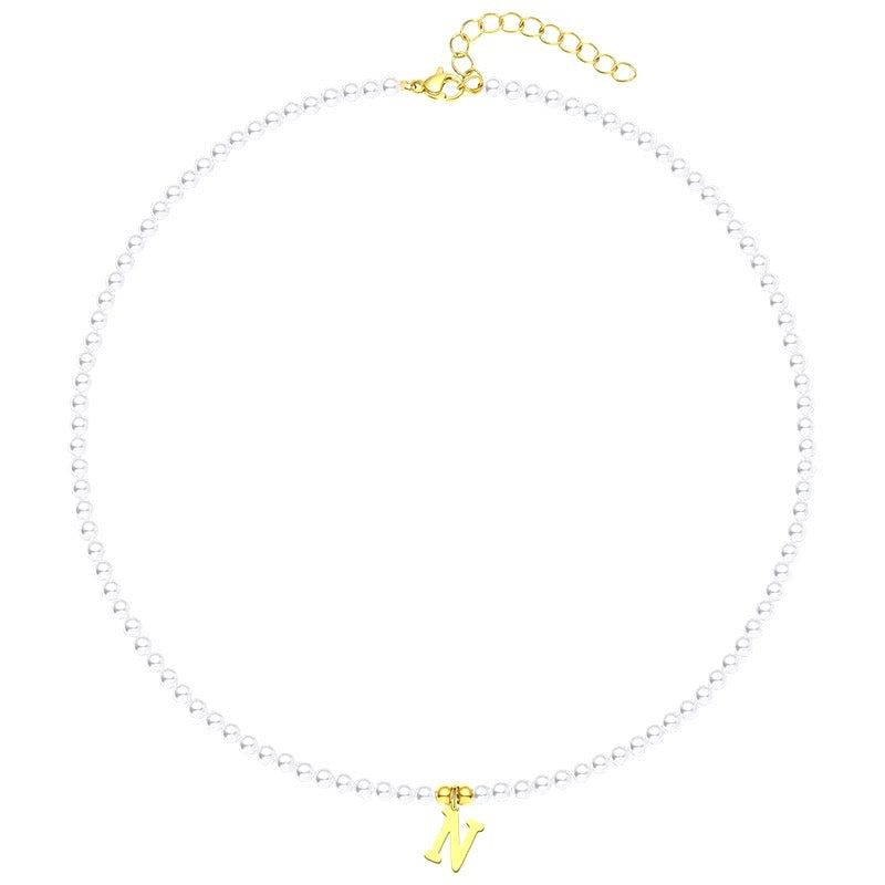 Elegant Gold Accented Pearl Letter Initiële ketting
