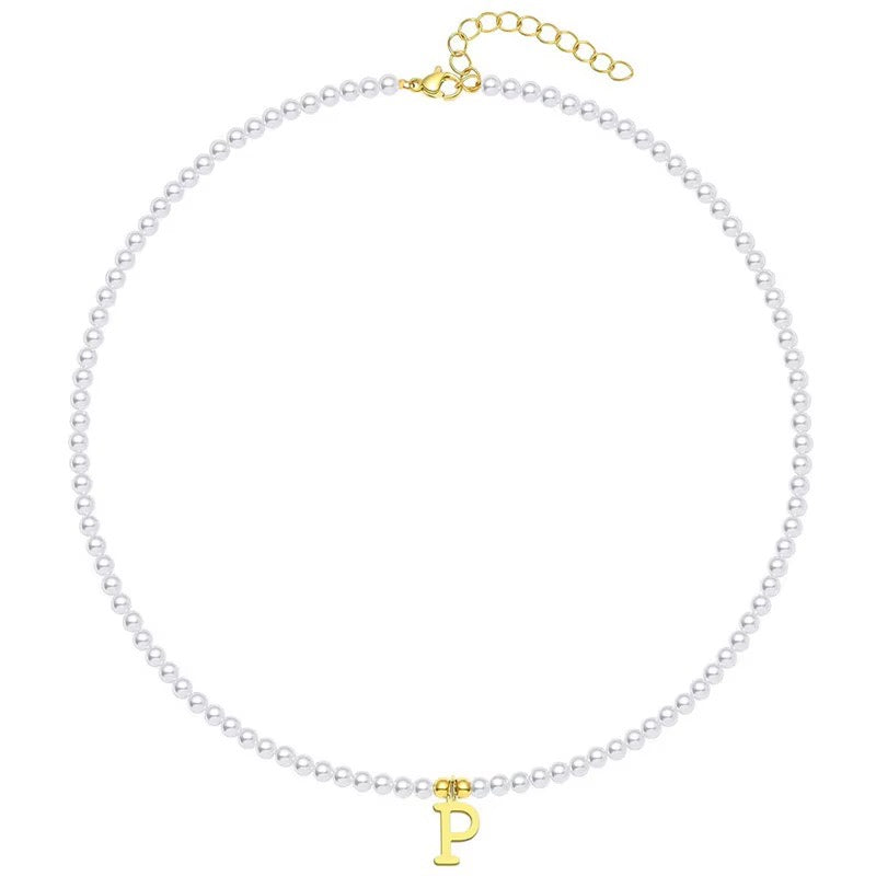 Elegant Gold Accented Pearl Letter Initiële ketting