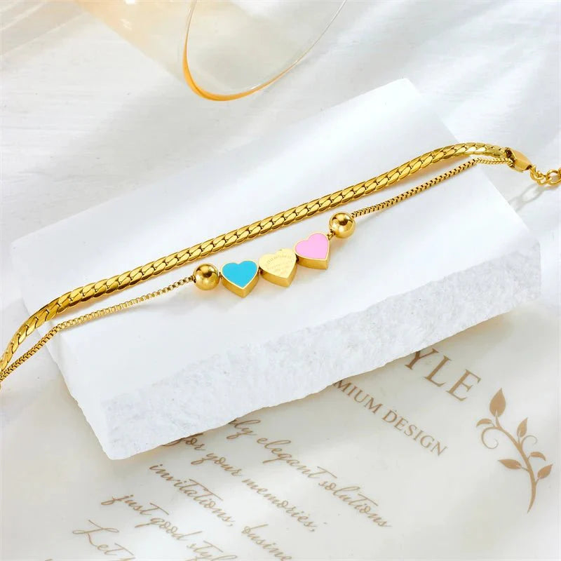 Pastel Forever Love Heart Necklace and Bracelet - Veinci