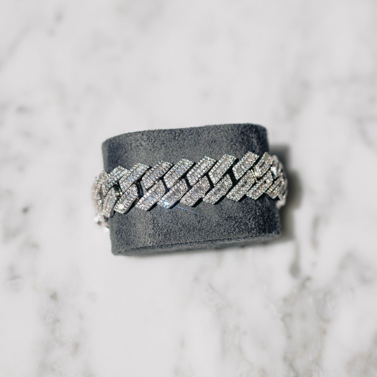 19mm Moissanite Baguette Cuban Bracelet