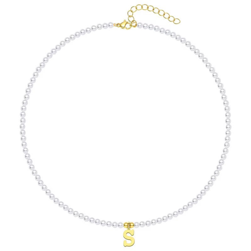 Elegant Gold Accented Pearl Letter Initiële ketting
