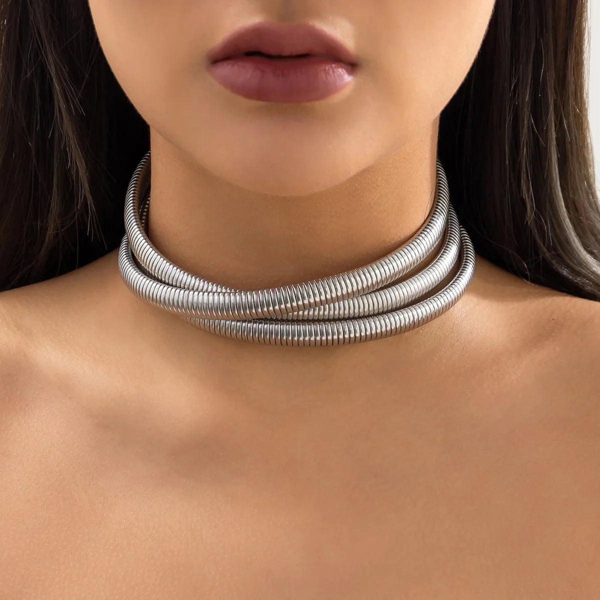 Triple Layer Stacked Chunky Choker Necklace - Veinci