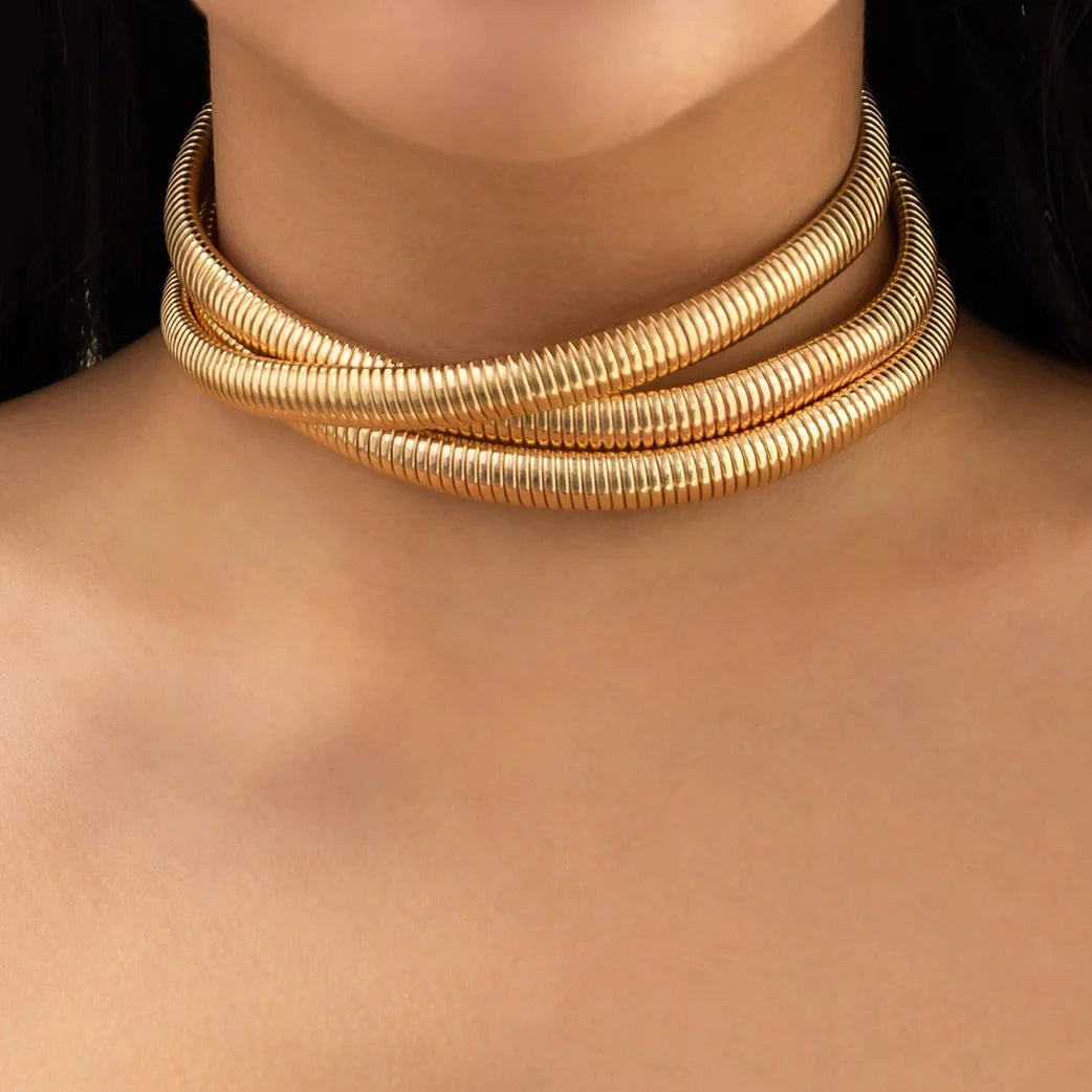 Triple Layer Stacked Chunky Choker Necklace - Veinci