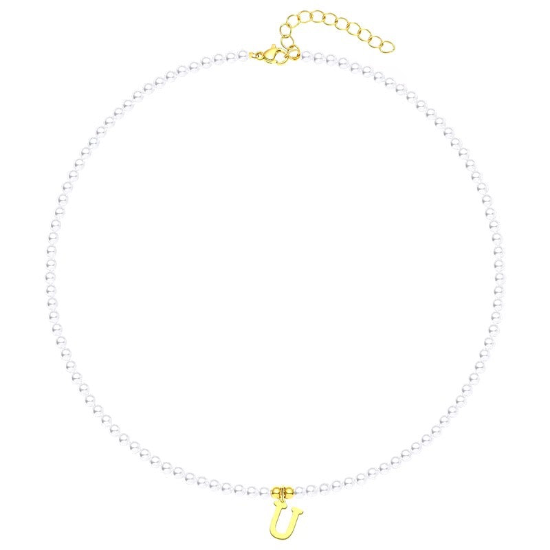 Elegant Gold Accented Pearl Letter Initiële ketting