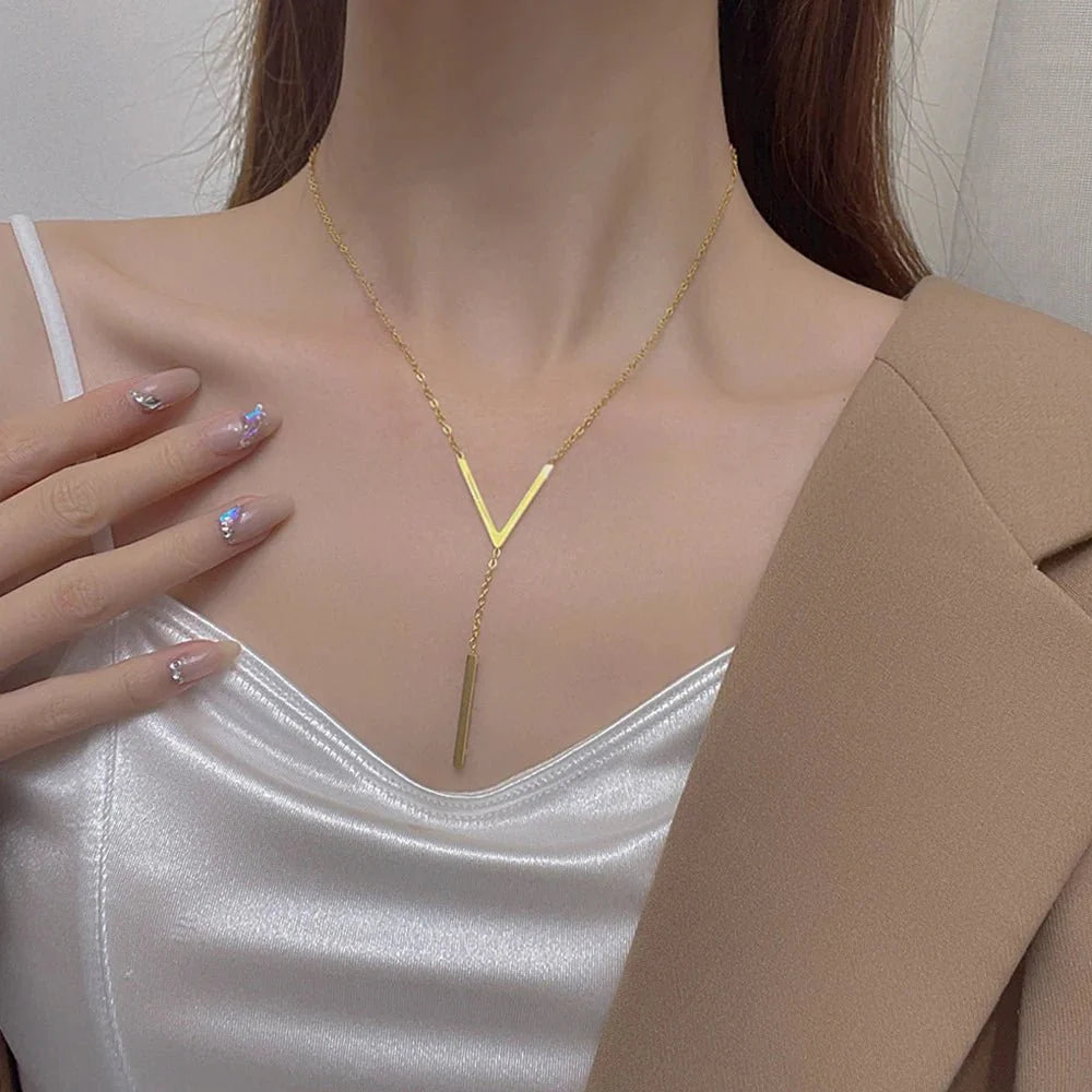 V Drop Lariat Necklace - Veinci