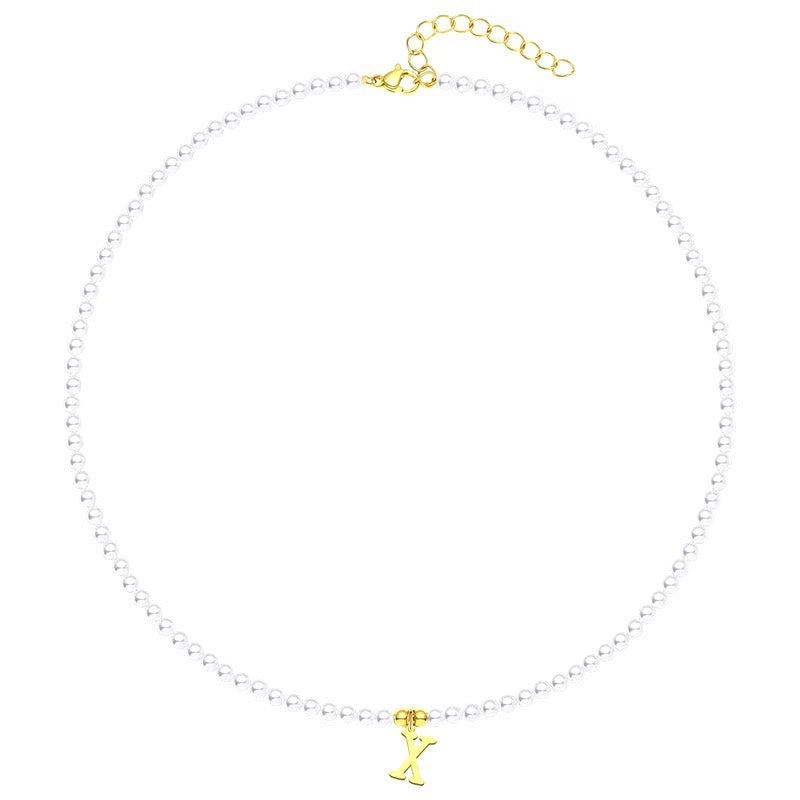 Elegant Gold Accented Pearl Letter Initiële ketting