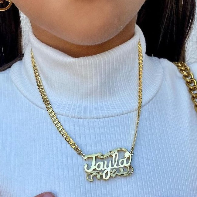 Collar de nombre de doble chapado para niños