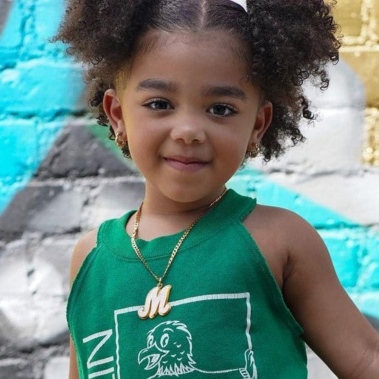 Collar inicial de hielo de chapado doble para niños