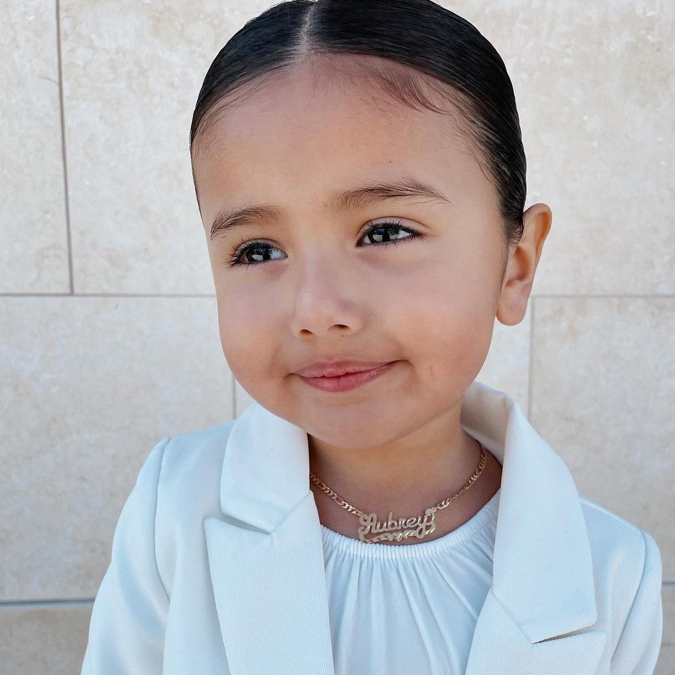 Collar de nombre de corte de diamante para niños