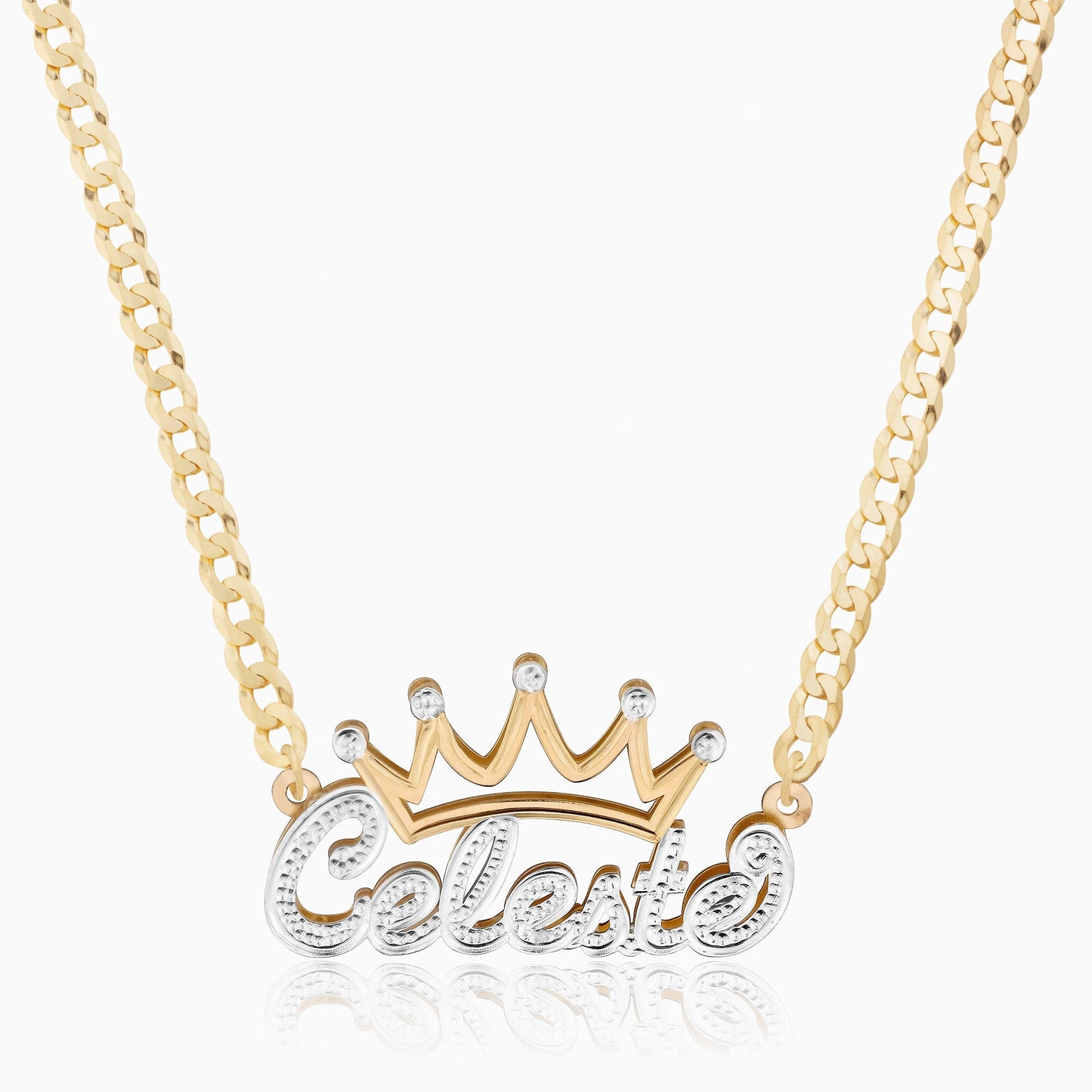 Collar de nombre de la corona de chapado doble para niños