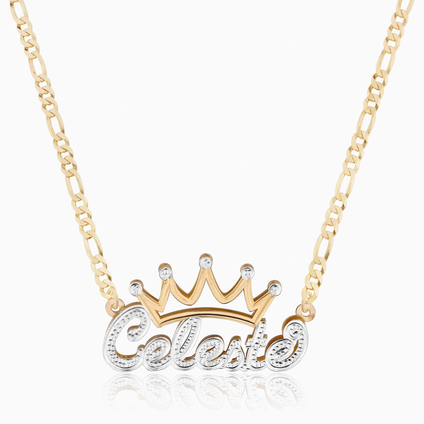 Collar de nombre de la corona de chapado doble para niños