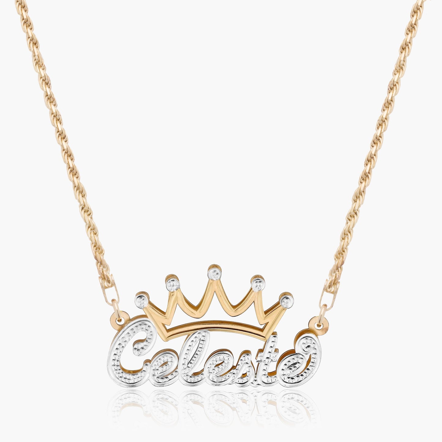 Collar de nombre de la corona de chapado doble para niños