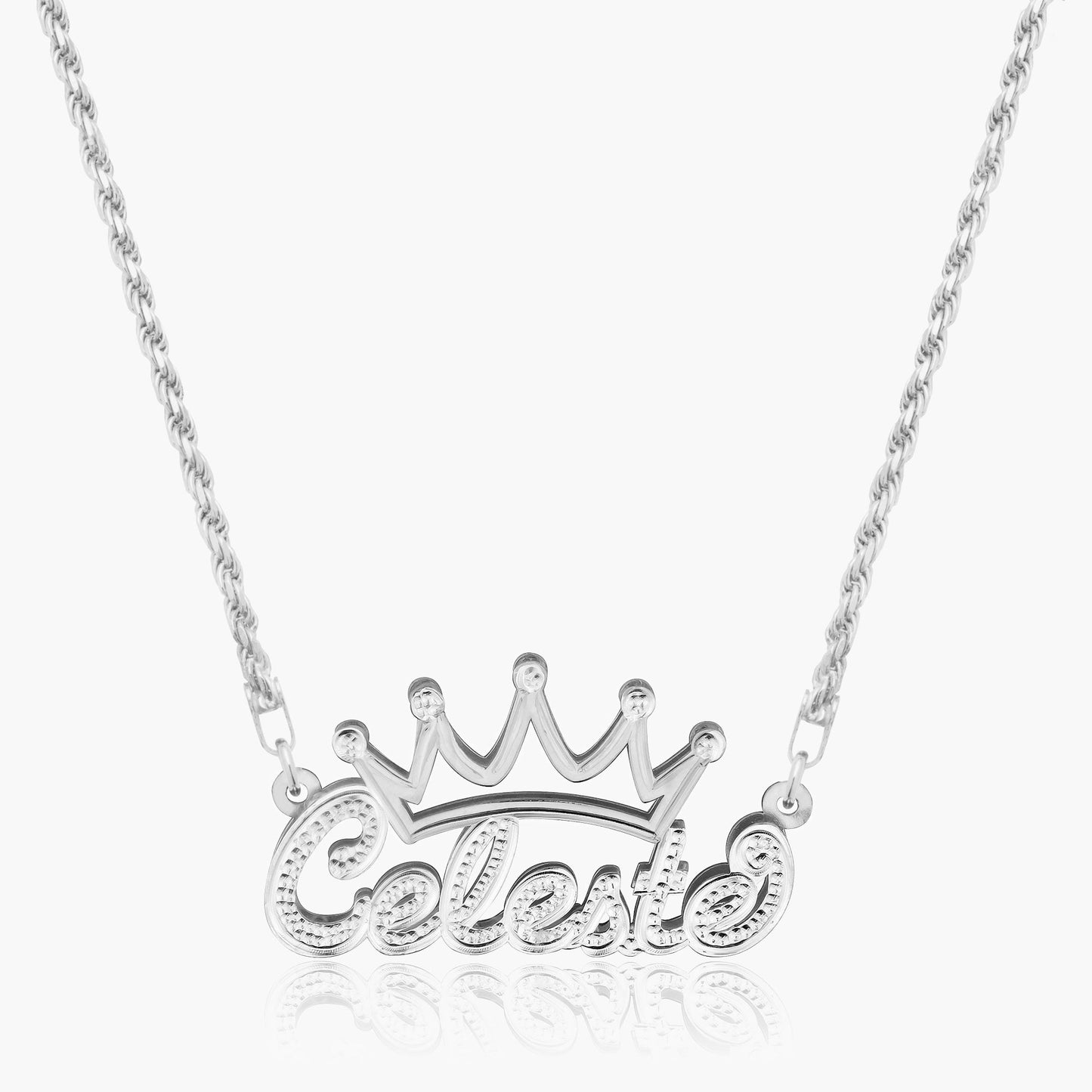 Collar de nombre de la corona de chapado doble para niños