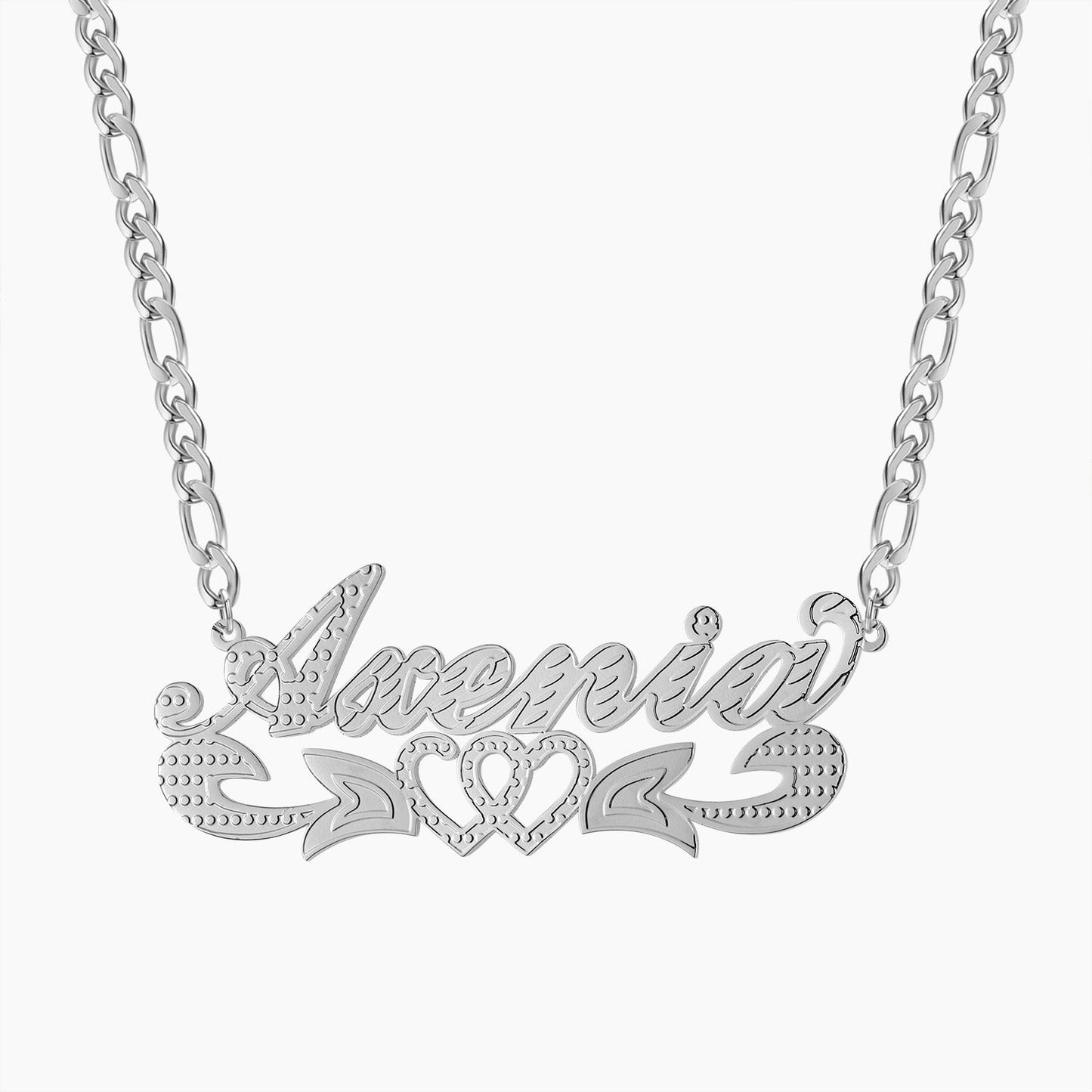 Two Tone Name Necklace With Hearts