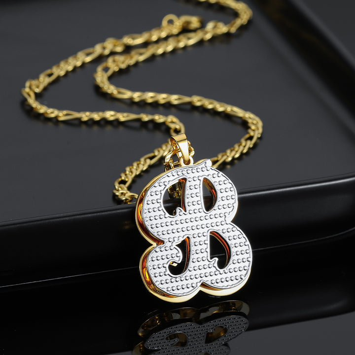 Double Plated Initial Necklace W/ Figaro Chain