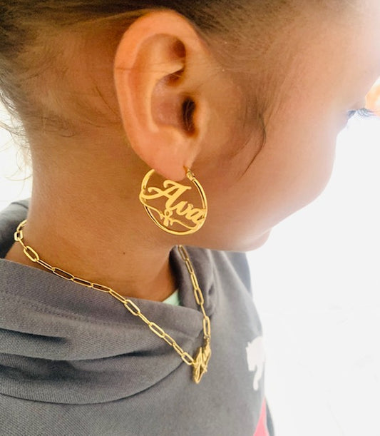 Kinder personalisierte Ankh -Hoop -Ohrringe