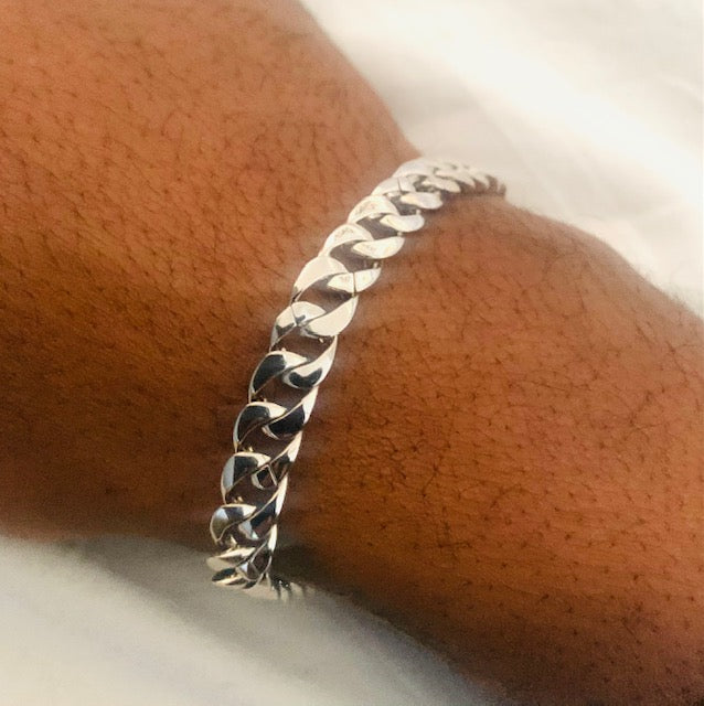 Mens 8MM Cuban Bracelet Silver