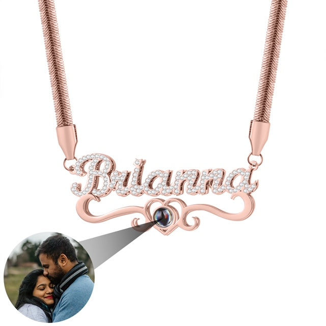 Exclusive Double Plated Projection photo Name Necklace