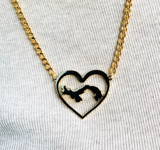 Exclusive Panama Map Heart Necklace.
