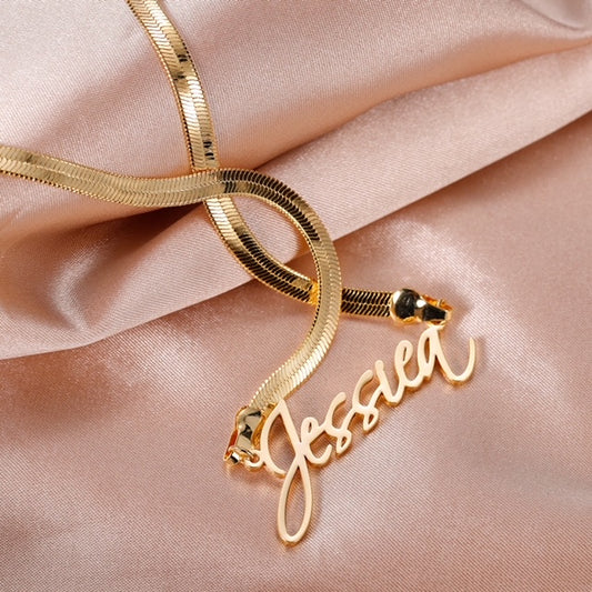 Herringbone Chain Name Necklace